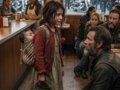 “Can I Wash Dishes? My Baby Hasn’t Eaten…” — A Desperate Young Girl’s Heartbreaking Request Shocked 43 Bikers, But What They Discovered Behind Her Struggle Revealed a Hidden Truth That Changed Everything, Saved Two Sisters From an Unimaginable Future, and United an Entire Biker Brotherhood to Give Them the Hope, Protection, and Second Chance They Never Thought They Would Have