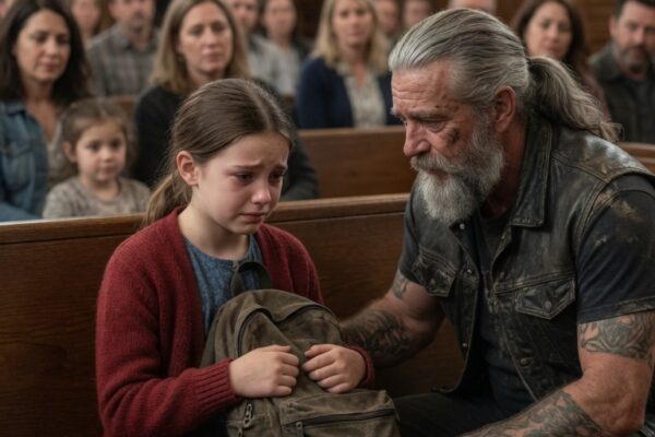 A Hells Angel Biker Saw a Little Girl Standing Alone at an Adoption Ceremony While Everyone Else Walked Away — He Never Expected That One Heartbreaking Moment Would Reveal a Hidden Truth, Force Him to Make a Life-Changing Decision, and Bring an Entire Biker Brotherhood Together to Give the Forgotten Child the Love, Protection, and Family She Had Been Waiting For All Along