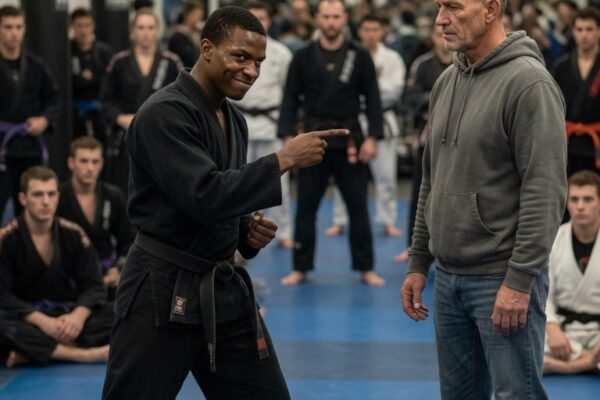 A Single Strike. A Cocky Black Belt Challenged a Former Marine Father — What Happened Next Left the Whole Gym Speechless.