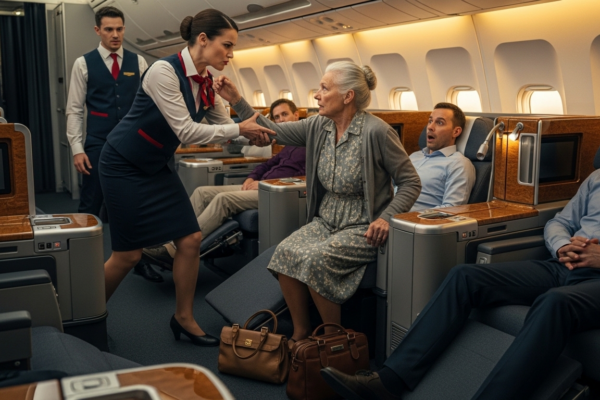KAREN FLIGHT ATTENDANT VICIOUSLY ASSAULTS A ‘HOMELESS’ GRANDMA FOR SITTING IN FIRST CLASS, BUT THE COCKPIT DOOR OPENS AND THE CAPTAIN DOES SOMETHING THAT WILL MAKE YOUR JAW HIT THE FLOOR. KARMA CAME FAST!
