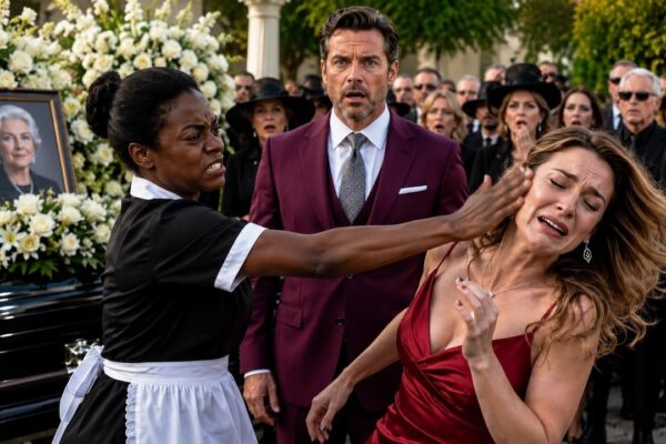 At the Billionaire’s Mother’s Funeral, the Maid Suddenly Slapped His Fiancée in Front of the Entire Family — Gasps Filled the Chapel as the Furious Woman Demanded She Be Thrown Out Immediately. But the Maid Refused to Leave. With Tears in Her Eyes, She Pulled a Sealed Letter From Her Pocket and Revealed the Billionaire’s Mother Had Given It to Her Just Days Before Her Passing. As He Read the Final Message Aloud, His Face Went Pale, His Fiancée Stopped Smiling, and a Carefully Hidden Secret About Their Engagement Finally Came to Light—Changing Everything He Thought He Knew About the Woman He Was About to Marry.