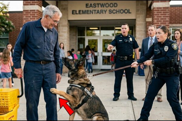 Nobody Paid Attention to the Quiet School Janitor Who Kept to Himself Every Day — Until a Loyal K9 Suddenly Refused to Leave His Side. Students and staff only knew him as the man who cleaned the halls, never realizing he carried a remarkable past hidden behind his humble life. When the trained dog recognized something familiar about him, the entire school began asking questions. The truth about his years of service, the sacrifices he made, and the reason he walked away from the spotlight slowly came to light. What everyone discovered about the “ordinary” janitor changed the way they saw him forever.