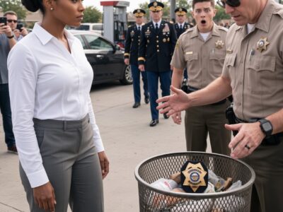 A Sheriff Threw a Black Woman’s Federal Badge Into the Trash, Laughing When She Warned Him to Verify Her Identity—But Minutes Later, One Phone Call Exposed Who She Really Was and Left Him Desperately Asking for Forgiveness