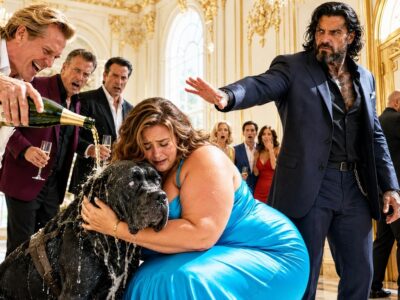 I Watched Them Humiliate a Blind Dog at the Luxury Party, Laughing as They Spilled Champagne and Thought No One Would Defend the Helpless Animal — But They Had No Idea Who Was Watching From Across the Room. The Moment the Mysterious Mafia Boss Stood Up, the Entire Ballroom Went Silent. His Cold Voice Echoed Through the Crowd as He Said, “Lock the Doors.” Everyone froze, unaware that the quiet stranger they had ignored was the one person powerful enough to change everything. What happened next revealed a hidden connection, a shocking truth, and a lesson no one in that room would ever forget.