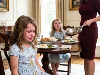 My four-year-old daughter and my niece accidentally wore almost identical dresses to Sunday dinner, and both girls were delighted. My older sister wasn’t. She demanded that I change my daughter, then lost her temper at the table and hur:led a skiIIet of fri:ed chicken toward her. But while my terri:fi:ed little girl clung to me covered in sauce, my mother didn’t blame my sister. She looked at me and said, “I told you to change her dress.”