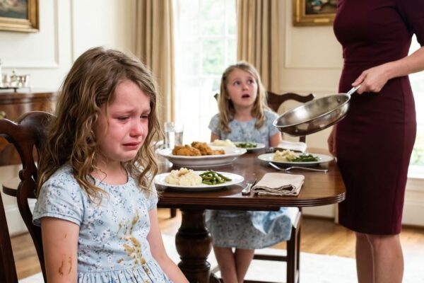 My four-year-old daughter and my niece accidentally wore almost identical dresses to Sunday dinner, and both girls were delighted. My older sister wasn’t. She demanded that I change my daughter, then lost her temper at the table and hur:led a skiIIet of fri:ed chicken toward her. But while my terri:fi:ed little girl clung to me covered in sauce, my mother didn’t blame my sister. She looked at me and said, “I told you to change her dress.”