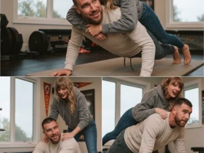 TAYLOR SWIFT BECOMES TRAVIS KELCE’S SURPRISE WORKOUT WEIGHT IN VIRAL FAN SCENARIO! When Travis went down for pre-game push-ups, did Taylor’s sudden mid-rep piggyback derail his routine—or did he push right through it?