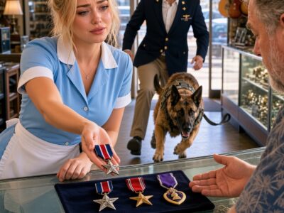 A USMC Captain Watched a Waitress Trade Her Military Medals for Groceries, Thinking She Was Just Struggling—But His K9 Refused to Leave Her Side and Revealed a Connection the Veteran Never Expected to Find