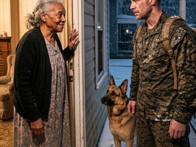 A Lonely Old Woman Opened Her Door to a Marine and His K9 During a Stormy Night, Offering Them Shelter—But What They Discovered Inside Her House Revealed a Hidden Story That Changed Everything They Thought They Knew