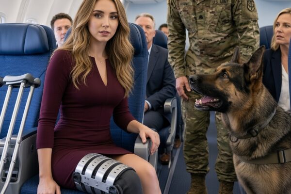 A Mid-Flight Emergency Began When a Navy SEAL’s K9 Started Barking at a Quiet One-Legged Woman, Leaving Passengers Confused—But Seconds Later, the Veteran Realized His Dog Had Recognized Something Nobody Else on the Plane Could See