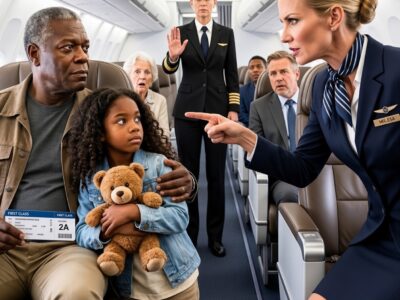 A Flight Attendant Kicked a Black Dad and His Young Daughter Out of First Class, Ignoring Their Paid Seats and Her Tears—Then the Captain Heard What Happened, Stepped Out of the Cockpit, and Refused to Let the Plane Move an Inch