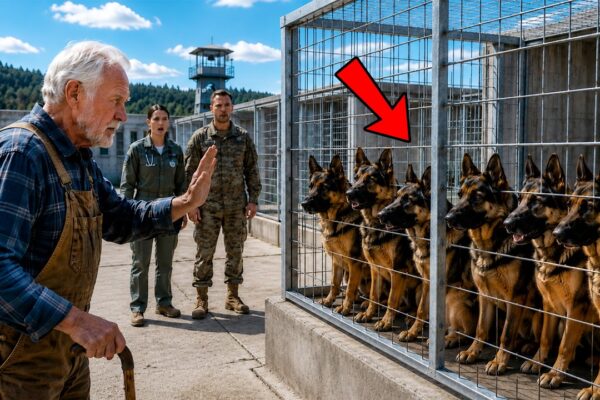 Nobody Could Control the 6 Retired K9s at the Base — Until the Old Farmer Walked Past the Kennel