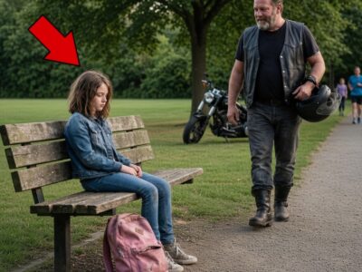 “My Dad Forgot About Me” — The Little Girl Sat Alone on a Park Bench for Hours, Clutching Her Backpack and Watching Every Passing Car, Still Believing Her Father Would Come Back for Her — But as Darkness Fell and the Park Emptied, a Hells Angel Stopped After Noticing She Was Completely Alone. When He Learned Why She Was Waiting and How Far Away Her Father Really Was, He Made a Decision Nobody Expected: He Rode Nearly 300 Miles to Find the Man, Discover What Had Gone Wrong, and Reunite a Heartbroken Daughter With the Dad She Thought Had Abandoned Her Forever