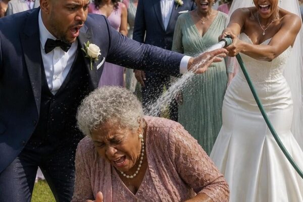 At my wedding, my bride’s family pointed at my mother and laughed. “Look at that pathetic poor woman,” her father sneered. My fiancée grabbed a garden hose. “Let me wash the smell of poverty off her.” The freezing water struck my mother as the guests cheered.