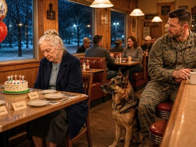 Old Woman Sat Alone at Her Birthday Dinner — A U.S. Marine and His K9 Quietly Walked Over
