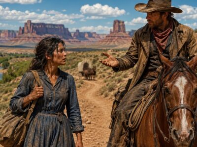 He Found Her Walking Alone on the Trail to Oregon — She Whispered She Was Not Lost, Just Leaving 