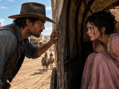 I Caught Her Hiding in My Wagon… She Whispered “Pretend I’m Your Wife Until We’re Out of Town.” 
