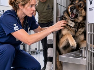 “He’s aggressive and unadoptable,” the shelter director sneered. The quiet nurse flipped his collar, looked into the dog’s eyes, and whispered, “They don’t know who you are, Wraith’s back.”