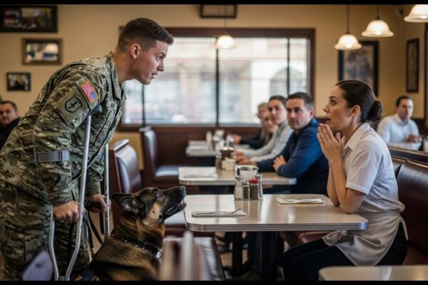 “Can I Sit Here？” Disabled Navy SEAL Asked a Waitress — Then His K9 Froze the Entire Diner