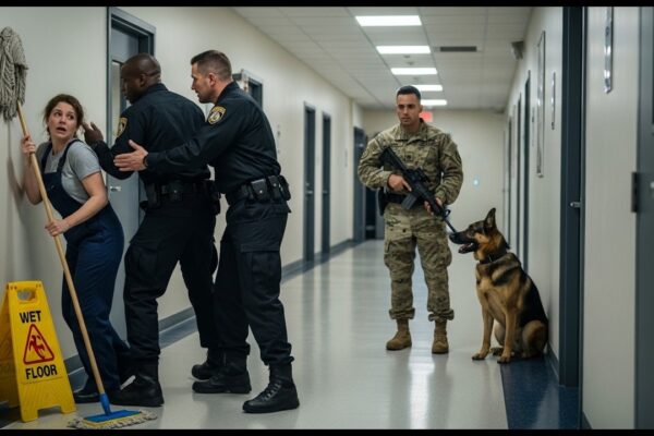 “You’re Just a Janitor ” Security Mocked Her — Until a Navy SEAL and His K9 Froze… 