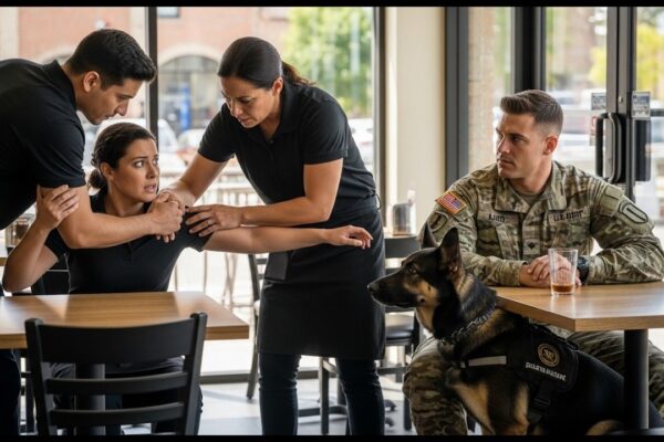 “Bring It Faster, Sl＊t ” They Bullied the Waitress — Not Knowing a SEAL and His K9 Were Watching 