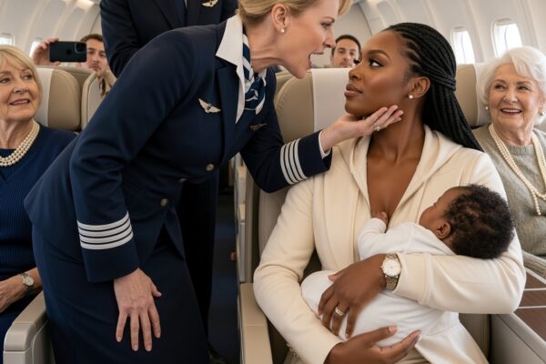 A Flight Attendant Slapped a Black Mother Holding Her Baby During a First-Class Dispute, Assuming She Would Stay Quiet—But She Had No Idea the Woman’s Husband Owned the Airline and Was About to Learn What Really Happened