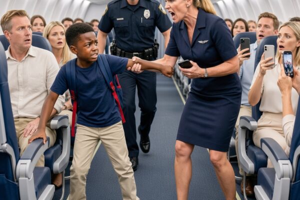 A Flight Attendant Dragged a Black Child Down the Airplane Aisle After a Dispute Over His Seat, Ignoring His Mother’s Demands to Stop—But Seconds Later, She Revealed Who She Was and the Entire Crew Faced an Unforgettable Consequence