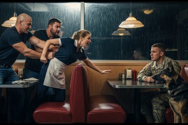 “TAKE IT OFF, B＊TCH ” Bikers Mocked the Rookie Waitress — Until a Navy SEAL and His K9 Stood Up 