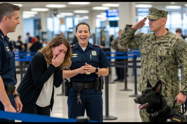 “THAT BADGE IS FAKE, B＊TCH ” TSA Mocked Her — Until the Navy SEAL and His K9 Saluted Her