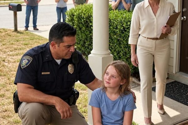 After 19 years as a sheriff, my worst scene was on my own porch. The HOA president chained my sick daughter in Texas heat for a “rule violation” and said, “Sick or not, she stays secured.” I lifted my bolt cutters, and the brass lock became the first thing she couldn’t control anymore…