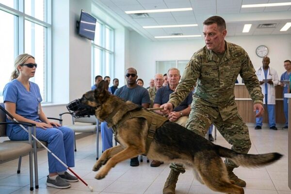 A Veteran Asked to Sit Alone — Then His Military K9 Pulled Him Toward the Blind Nurse