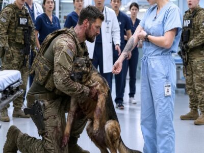 The SEAL drew a combat knife and refused to let doctors touch his dying K9. Then the nurse pulled up her sleeve, showing a tattoo that made the commando break down in tears.