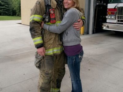 “I Threw My Firefighter Husband a Surprise Birthday Party at His Station – Then His Captain Pulled Me Aside and Said Six Words That Changed Everything”