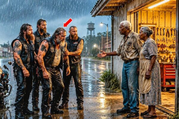 Old Black Mechanic Shelters Stranded Bikers in the Rain — By Dawn, He Couldn’t Believe What Happened 