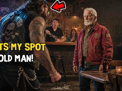“This Is My Spot” Barked the Biggest Biker in the Bar — Everyone Froze When the Old Vet Stood 