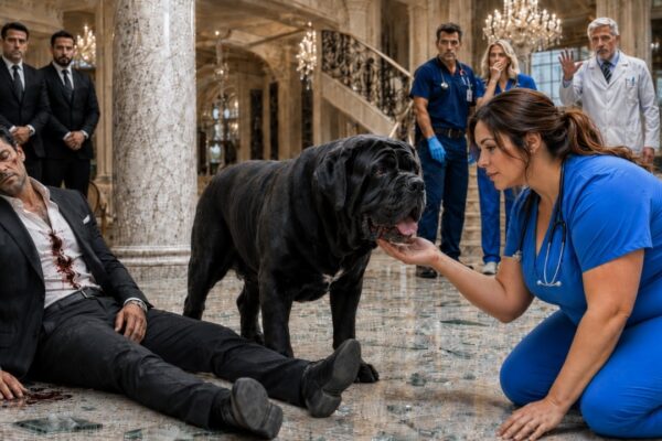 No One Could Get Near the Unconscious Mafia Boss as His Enforcers, Doctors, and Bodyguards Backed Away From the Growling Guard Dog at His Bedside—Until a Curvy Nurse Walked In, Spoke Softly, and the Beast Chose Her Without Hesitation. What Happened Next Left the Entire Mansion Silent: the feared dog lowered his head into her hand, stepped aside, and led her straight to the powerful man no one dared touch. She came expecting an ordinary shift, never imagining that saving the most dangerous man in the city would pull her into a world of secrets, loyalty, and a bond his ruthless empire could not ignore.