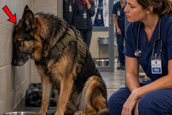The Nurse Was Asked to Visit a K9 Shelter Until She Saw the Retired Military Dog Staring at the Wall