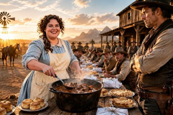 The Ranch Boss Doubted His New Cook in Front of Every Hand—She Lifted the Ladle and Told Them to Sit
