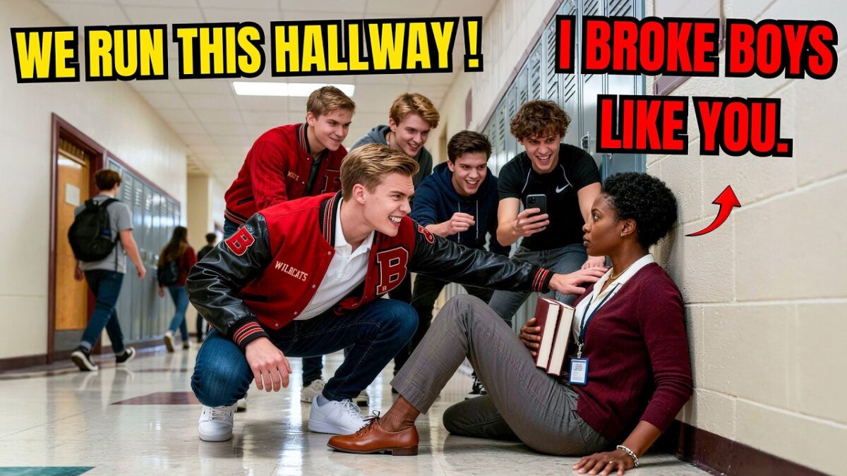 5 Bullies Cornered Their Quiet New Teacher — Unaware She Trained Their Coach’s Son at Parris Island