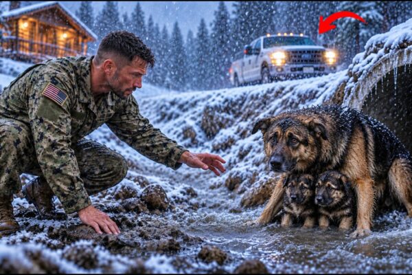 “Please Save My Puppies,” the Soaked Dog Seemed to Beg — The Navy SEAL Reached In. “I’ve Got Them.”