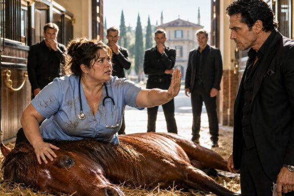 Everyone Had Already Given Up on the Mafia Boss’s Beloved Horse, Convinced the Weak Animal Would Never Recover — The Best Trainers, Specialists, and Stable Hands Had All Walked Away Without Hope. But Then a Chubby, Soft-Spoken Veterinarian Refused to Leave. While Others laughed at her strange methods, she dragged a blanket into the cold stable, slept beside the exhausted horse night after night, and quietly watched for the smallest sign of change. By sunrise on the third morning, the Mafia Boss entered the barn expecting the worst — only to freeze when he saw what the devoted vet had somehow managed to accomplish.