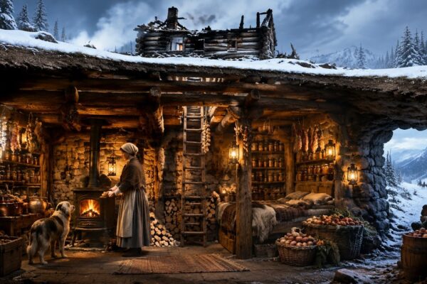 She Secretly Built a Second Cabin Hidden Beneath the First While Everyone Thought She Was Only Repairing an Old Homestead — No One Understood Why She Worked So Late, Hauled Supplies Alone, or kept the lower space carefully concealed from prying eyes. Then armed soldiers finally arrived, certain they had trapped her, and without hesitation they set the visible cabin above to the flames. They stood back, satisfied, believing they had destroyed everything she owned. But as the fire roared overhead and smoke filled the night sky, the truth remained hidden below — and when dawn came, they realized they had burned the wrong cabin entirely.