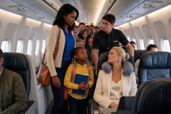 She stole a child’s window seat and thought she got away with it—until the captain looked at seat 14A and realized the passenger was a wanted fugitive.
