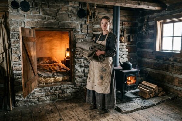 Neighbors Laughed at Her Strange Little Cabin and Mocked Her for Building a Home Without a Bedroom — They Thought She Had Made a Terrible Mistake That Would Never Survive the Harshest Winter. But When a Powerful Storm Arrived and Everyone Struggled to Stay Warm, They Discovered the Hidden Secret Inside Her Walls. Behind the old stove was a cleverly designed sleeping space she had built to protect herself from the cold. The cabin everyone ridiculed turned out to be the smartest shelter in the entire valley, leaving her neighbors speechless.