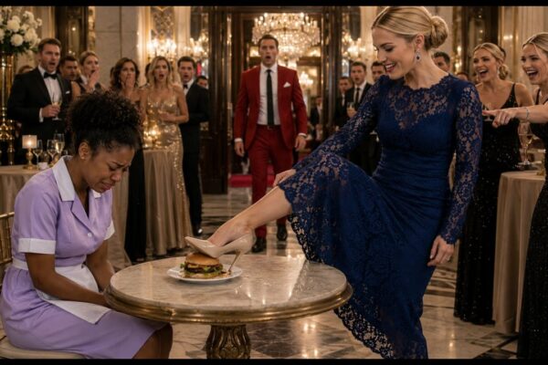 The Billionaire’s Fiancée Humiliated the Maid in Front of Everyone by Crushing Her Carefully Prepared Dinner Beneath Her Heel — She Mocked the Simple Meal, Called It Unworthy of the House, and Ordered the Maid to Clean Up the Mess Without Saying Another Word. The Maid quietly knelt beside the ruined plate, trying to hold back her emotions while the guests watched in uncomfortable silence. Then the front doors suddenly opened and the billionaire walked in much earlier than expected. He stopped the moment he saw the food on the floor, looked at his fiancée, then at the maid — and what he said next changed the entire atmosphere of the room.