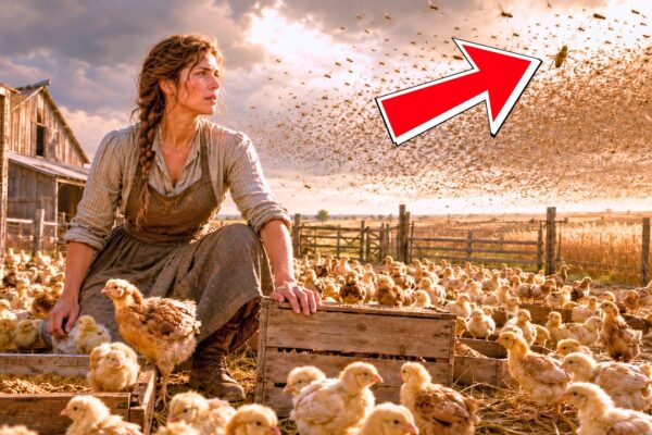 She Bought 213 Baby Chicks and Everyone in Town Laughed at Her Strange Decision—Neighbors Said She Was Wasting Her Last Savings on Tiny Birds That Would Never Earn Enough to Feed Her Family, but she quietly built coops, gathered scraps, and cared for them every day; then, weeks later, a massive swarm of locusts swept across the valley and began devouring the town’s crops. As farmers watched their fields disappear, her unusual flock suddenly became the one thing standing between the hungry insects and total disaster—and by the end of the season, nobody was laughing anymore.