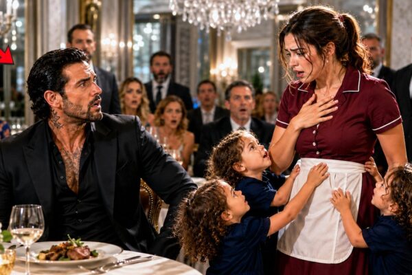 “They Never Speak,” Everyone Whispered About the Mafia Boss’s Triplets — But When a Poor Waitress Knelt Beside Their Table and Did One Simple Thing No Nanny, Teacher, or Specialist Had Ever Tried, the Entire Restaurant Fell Silent… Then One of the Children Suddenly Looked Up at Her and Said a Single Word for the Very First Time, Leaving Their Powerful Father Frozen in His Seat and Desperate to Know Who This Mysterious Woman Really Was