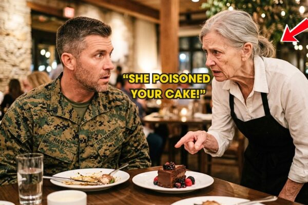 An Old Waitress Warns a Marine and His K9, “She Poisoned Your Cake!” — 20 Minutes Later… 