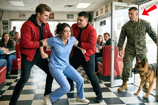 “Sit Down, Nurse” They Mocked the Exhausted Woman – Until a Marine and His K9 Stepped In 
