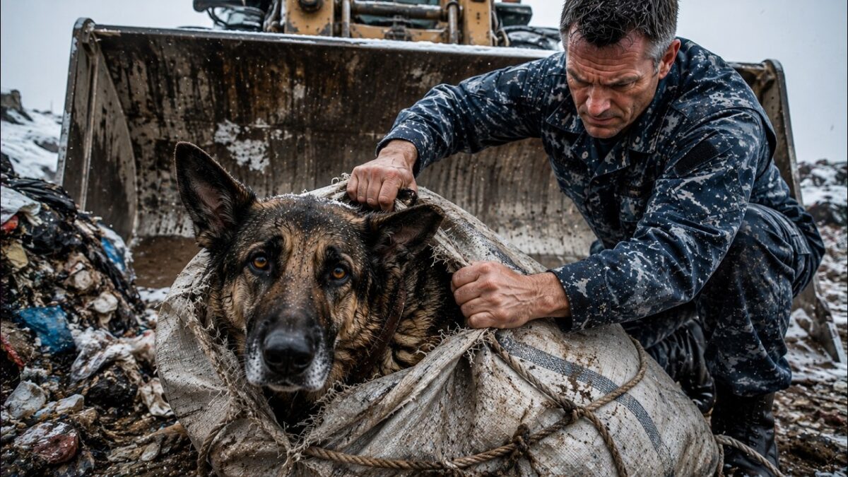 Retired SEAL Loader Driver Suddenly Found a Dog Buried in Trash —A Secret That Changed Everything